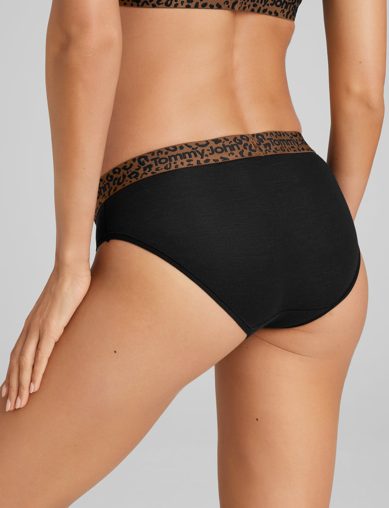 Women's Second Skin Brief::Black/Leopard WB