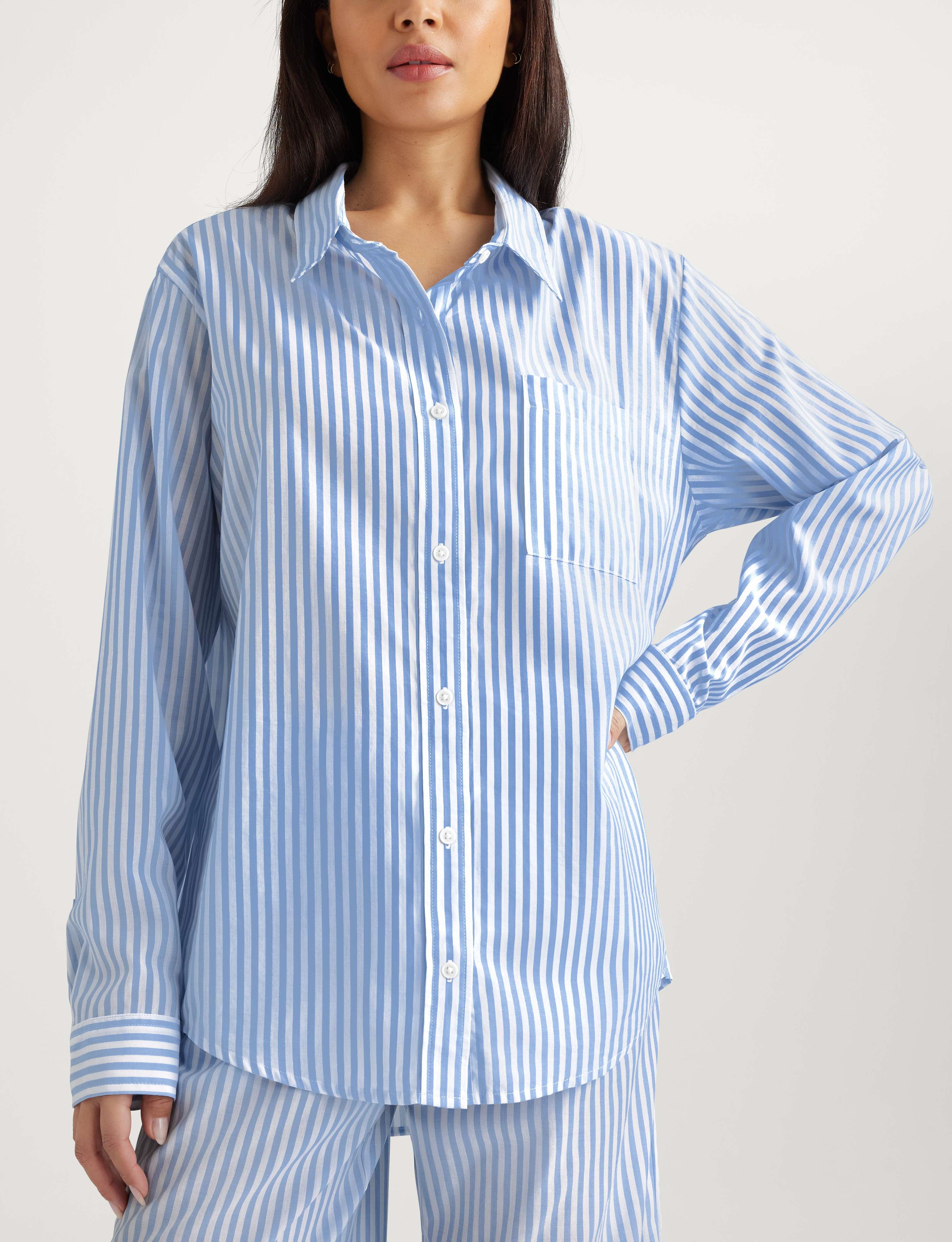 Women's Woven Button Down Shirt & Pant Set