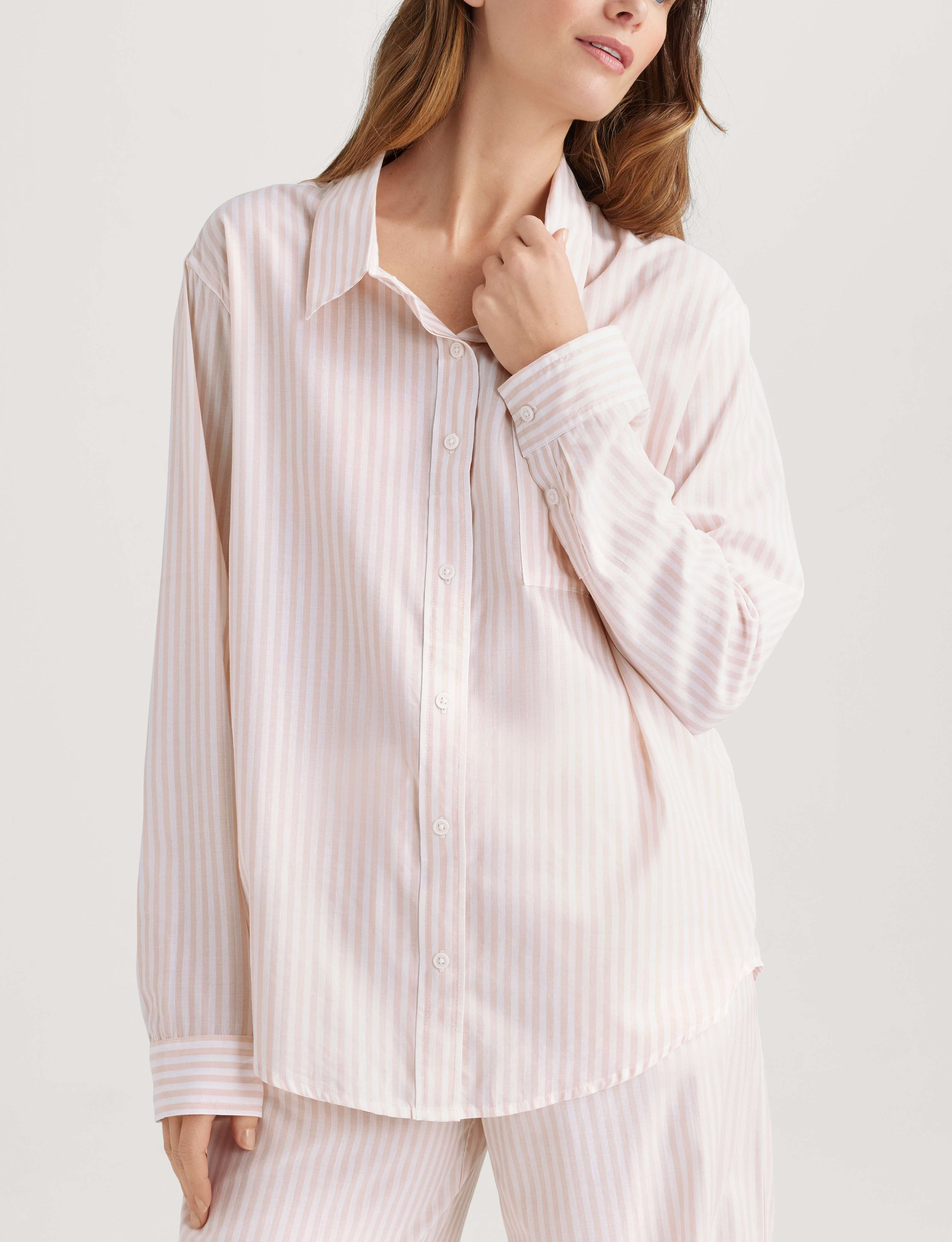 Women's Woven Button Down Shirt & Pant Set