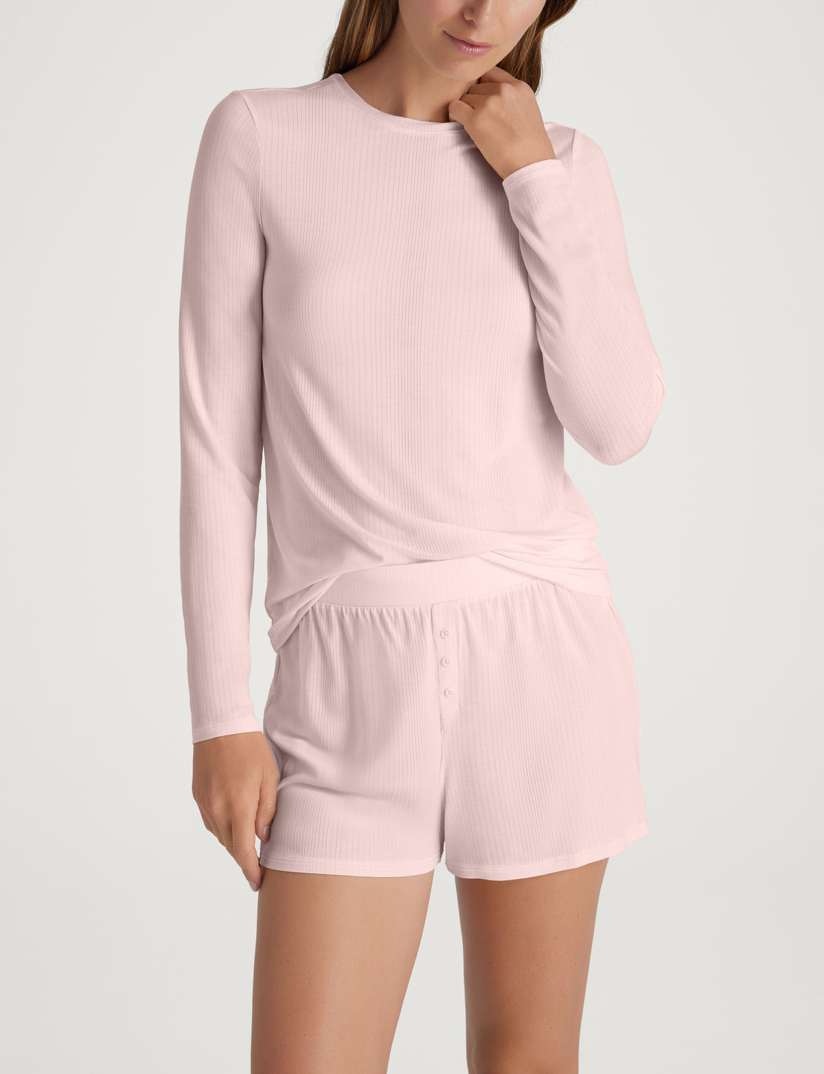 Women's Second Skin Luxe Rib Long Sleeve Crew Neck & Short Set