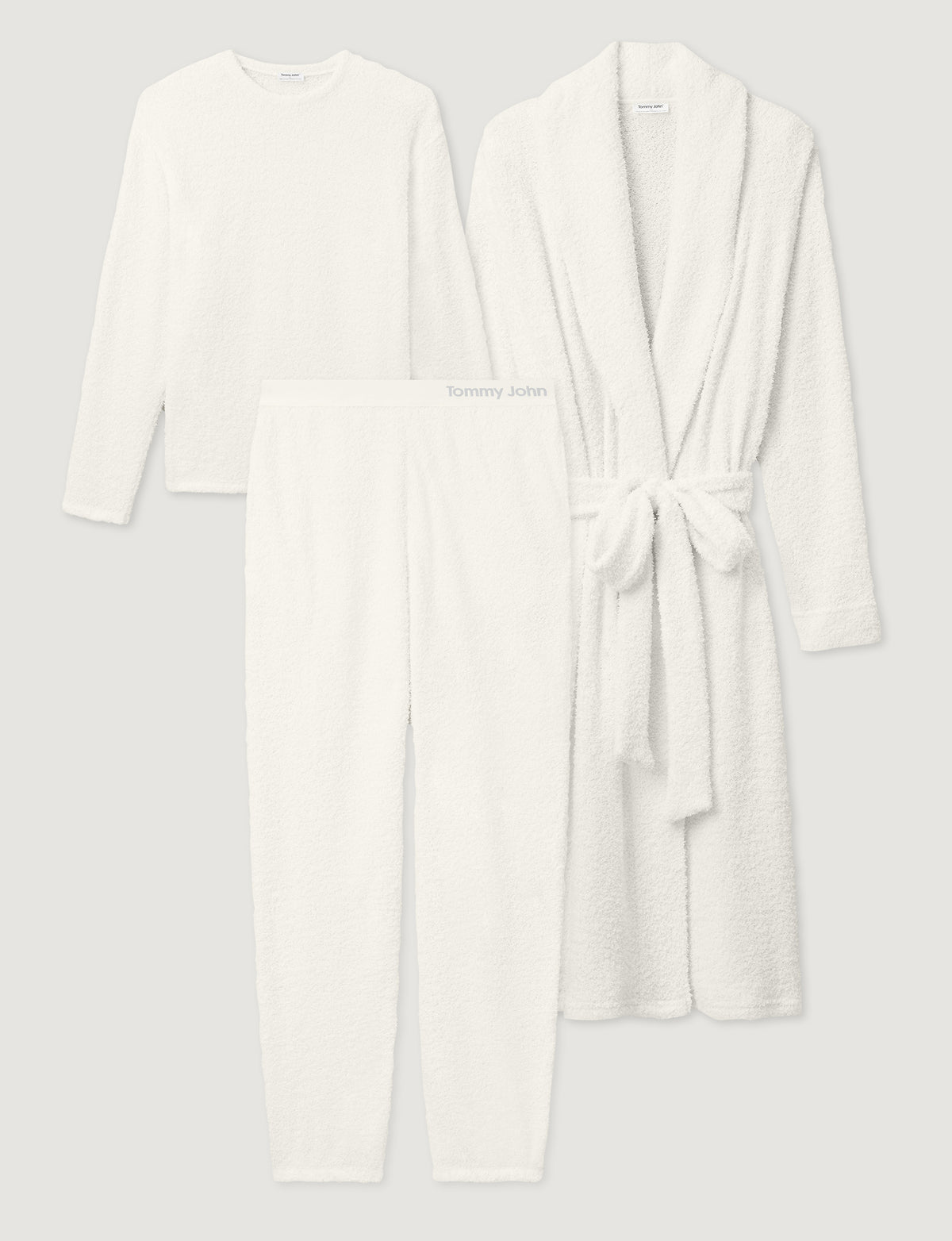 Women's Plush Crewneck Sweatshirt, Jogger & Robe Set