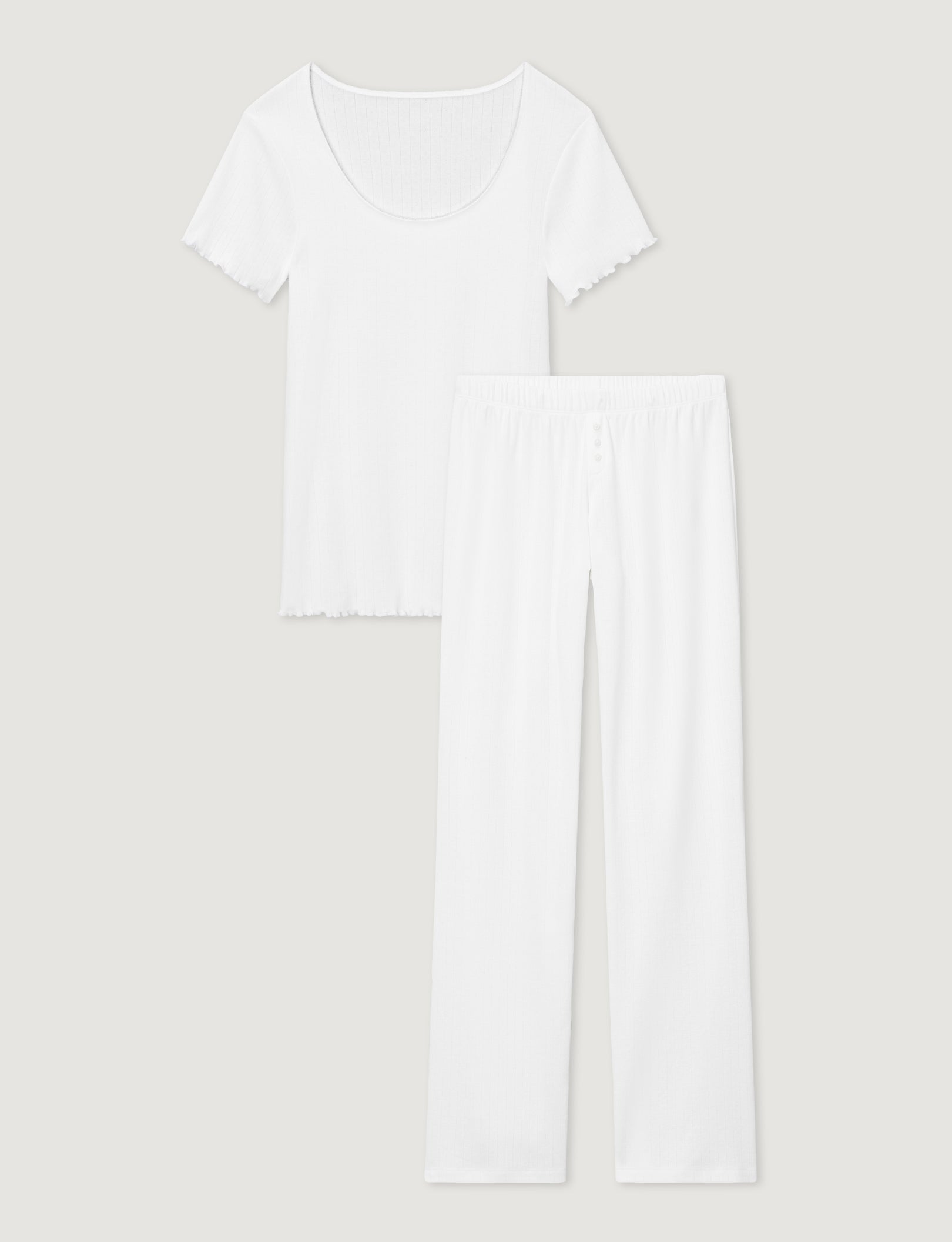 Women's Pointelle Rib Tee & Pant Set