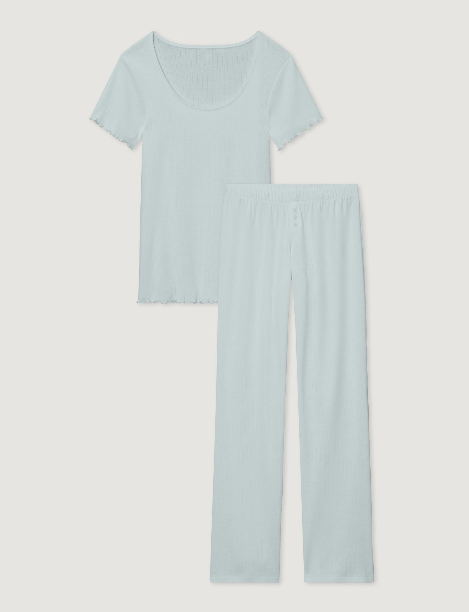 Women's Pointelle Rib Tee & Pant Set