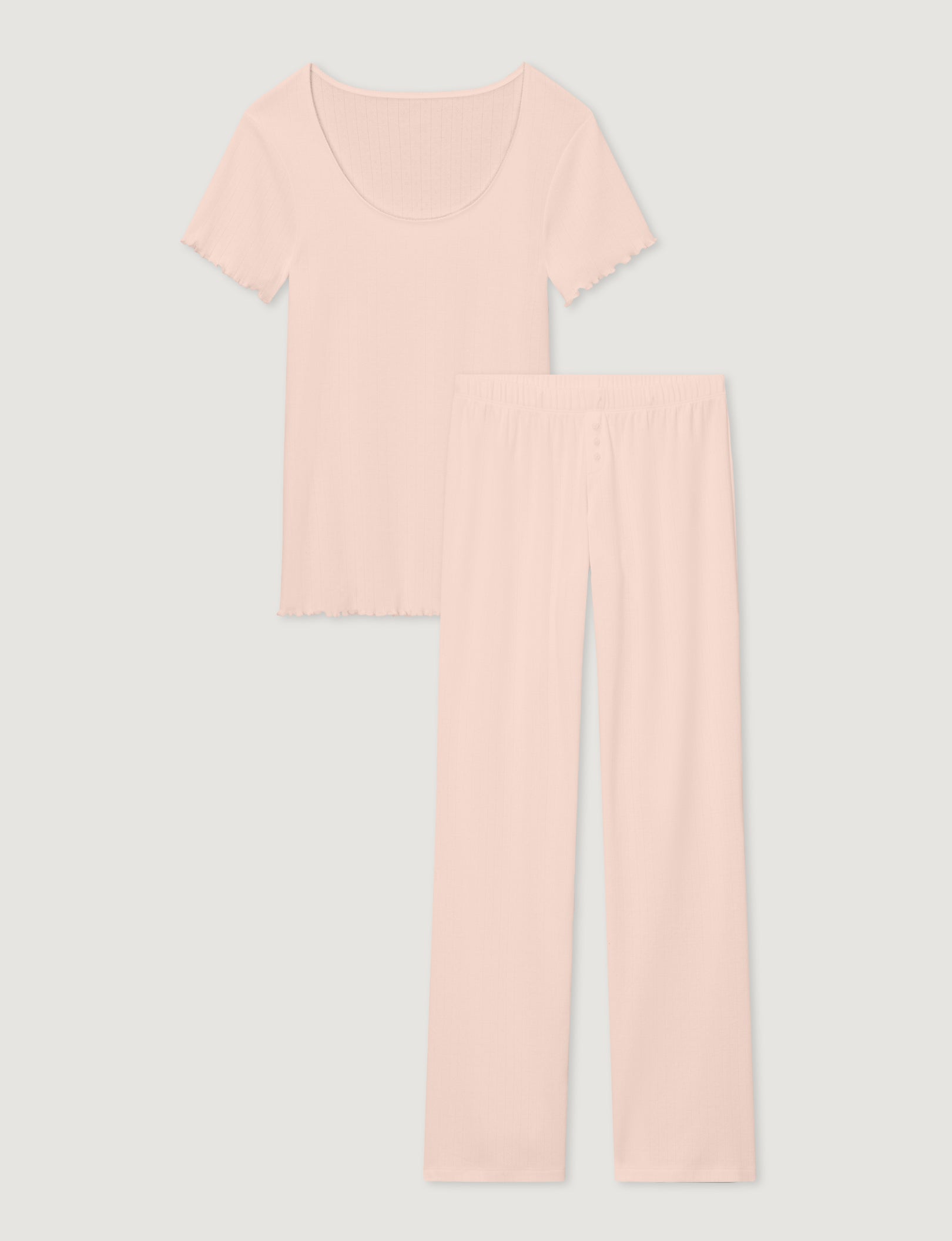Women's Pointelle Rib Tee & Pant Set
