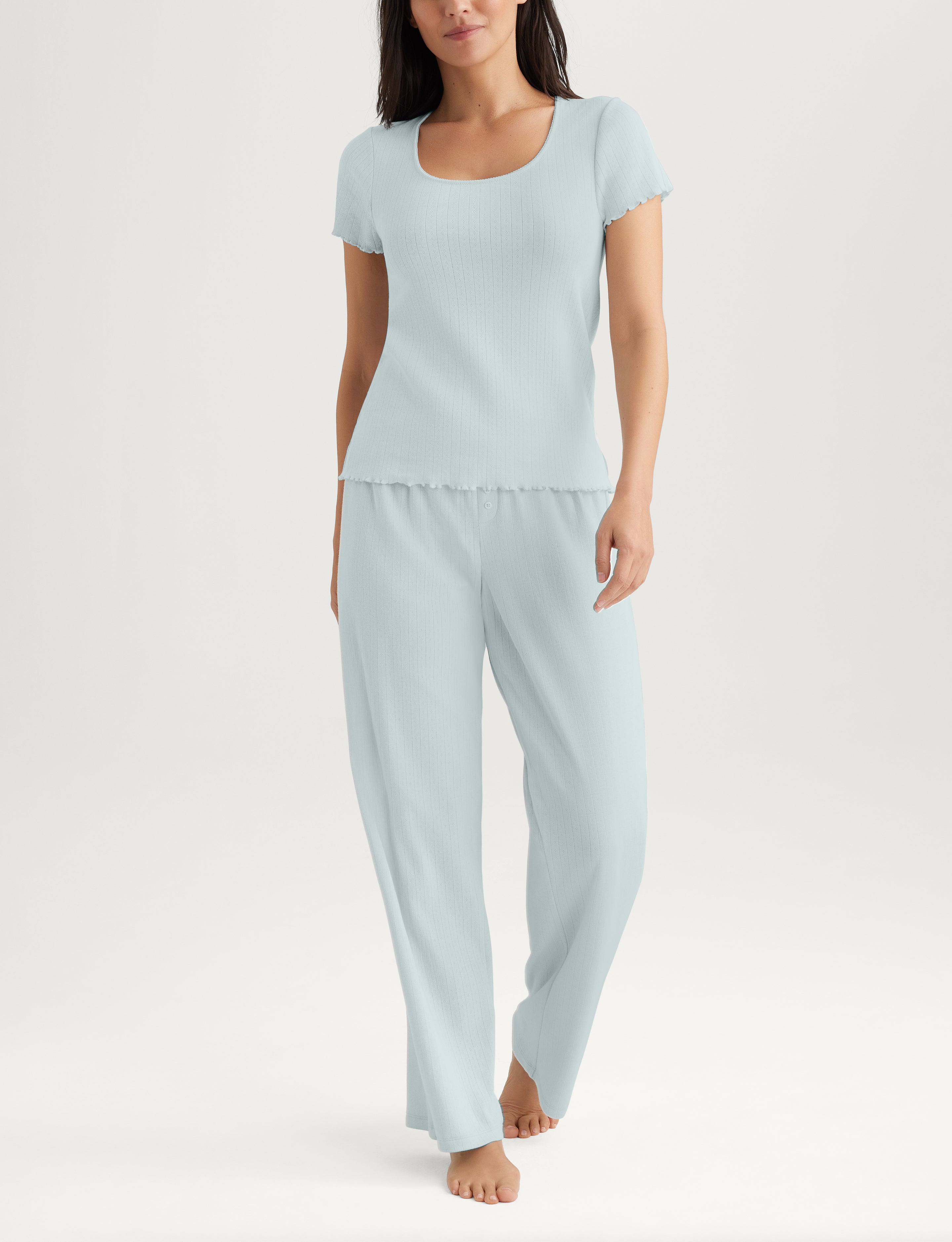 Women's Pointelle Rib Tee & Pant Set