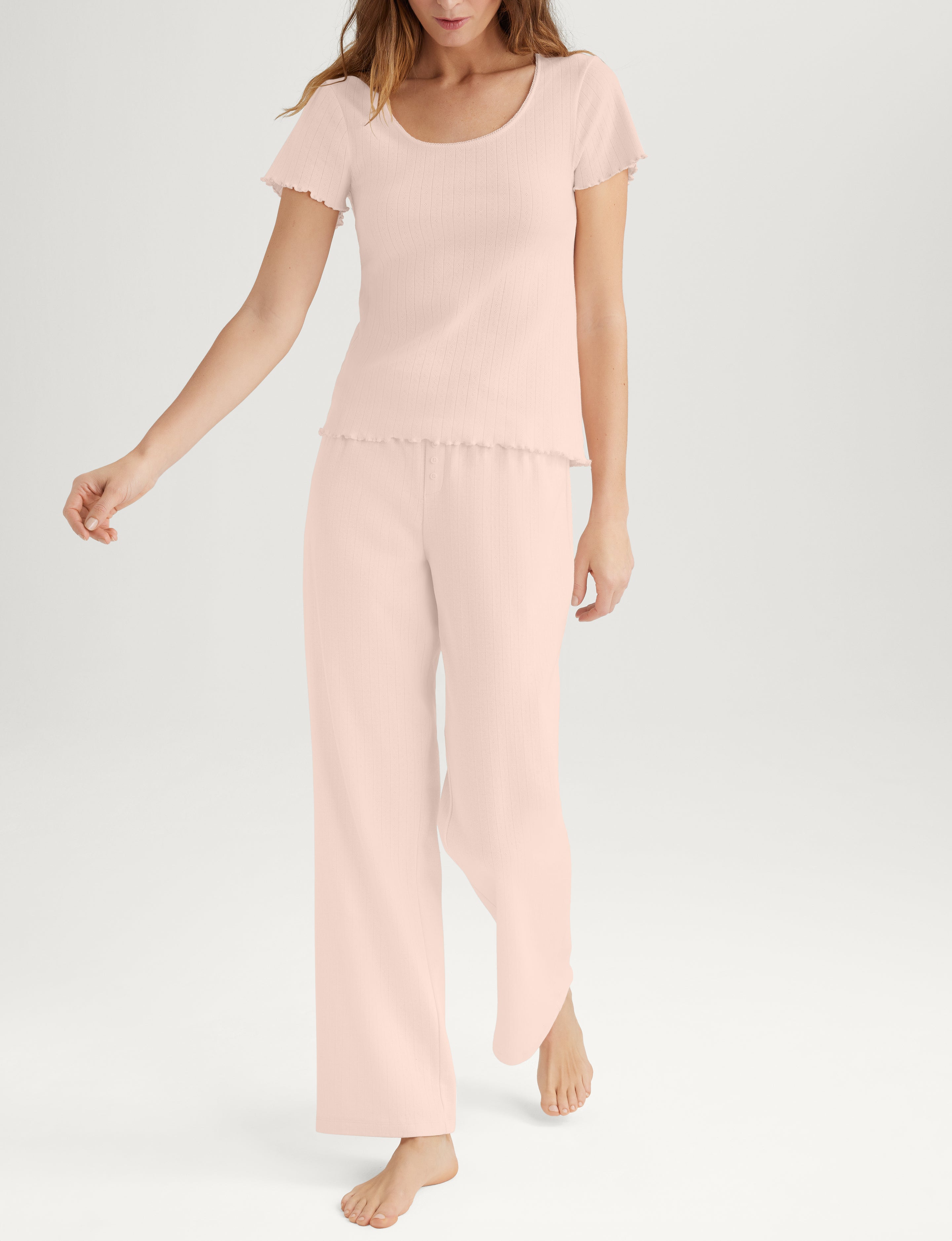Women's Pointelle Rib Tee & Pant Set