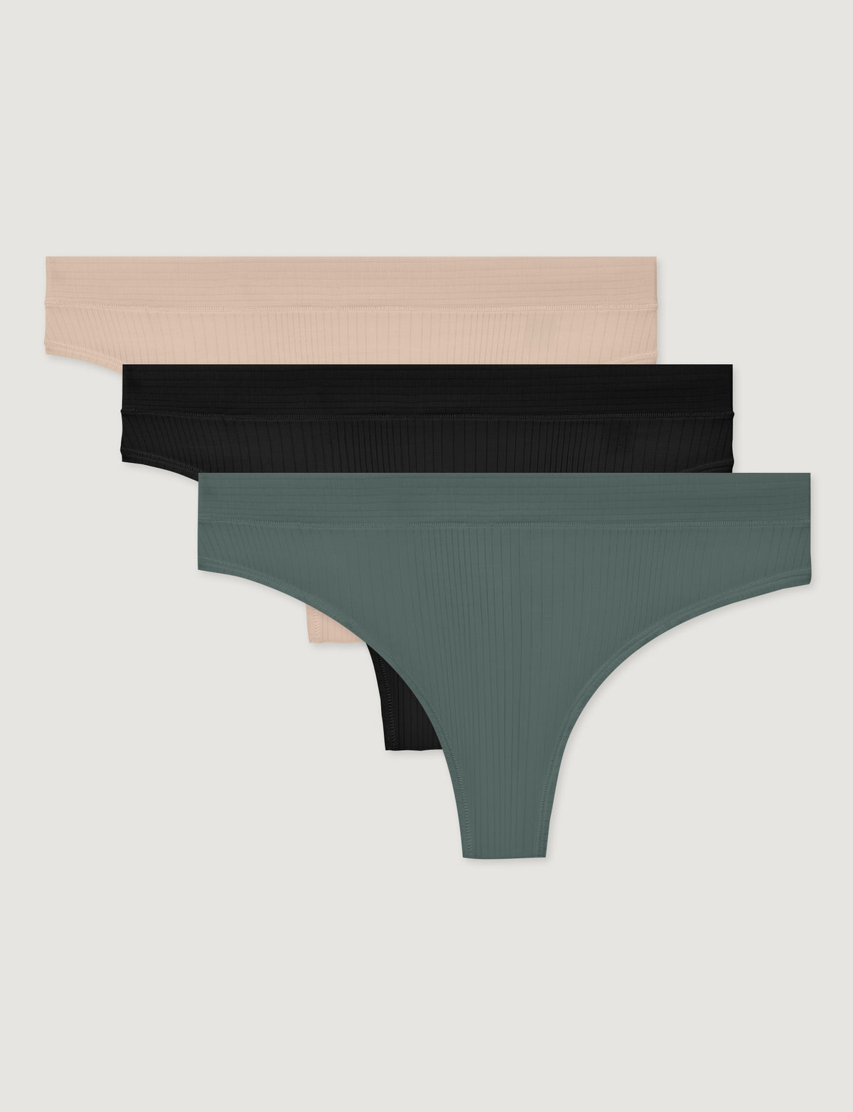 Women's Second Skin Luxe Rib Thong (3-Pack)