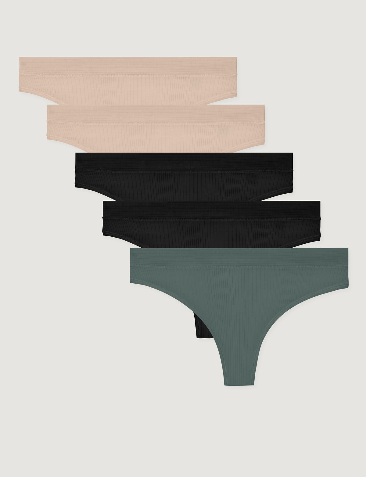 Women's Second Skin Luxe Rib Thong (5-Pack)