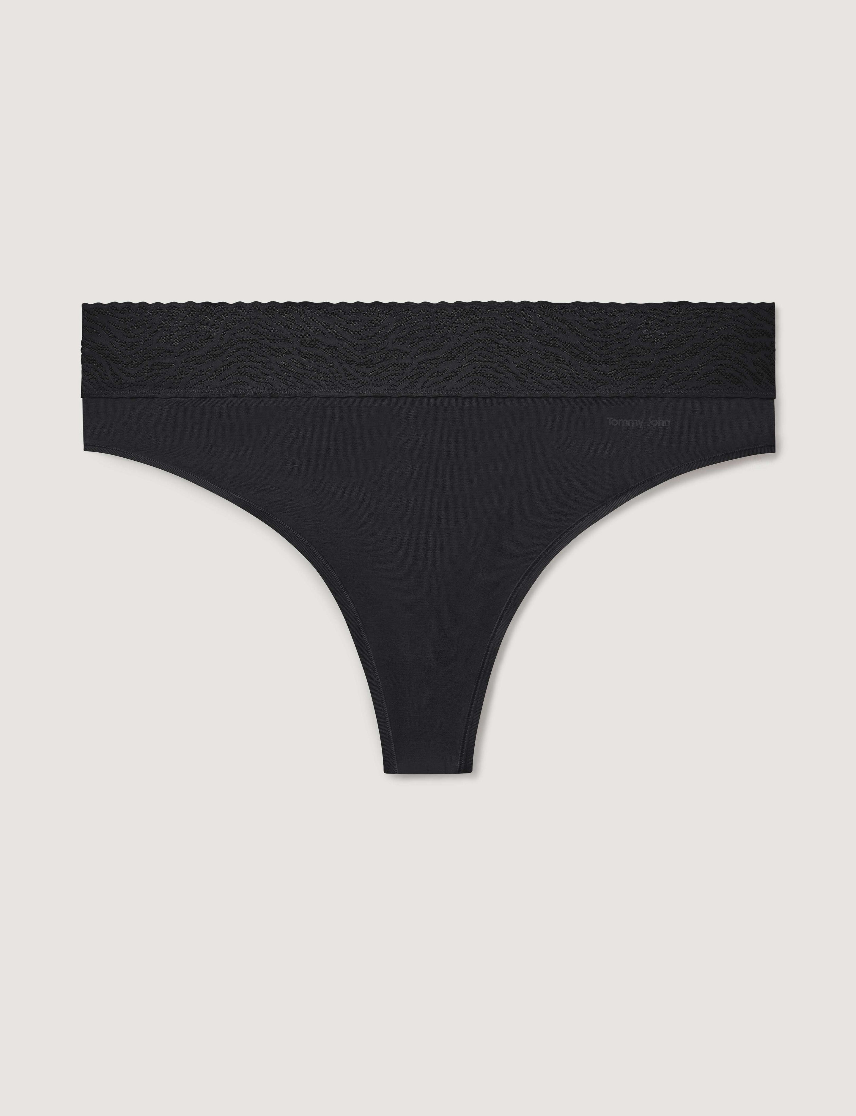 Women's Cool Cotton Thong, Lace Waist
