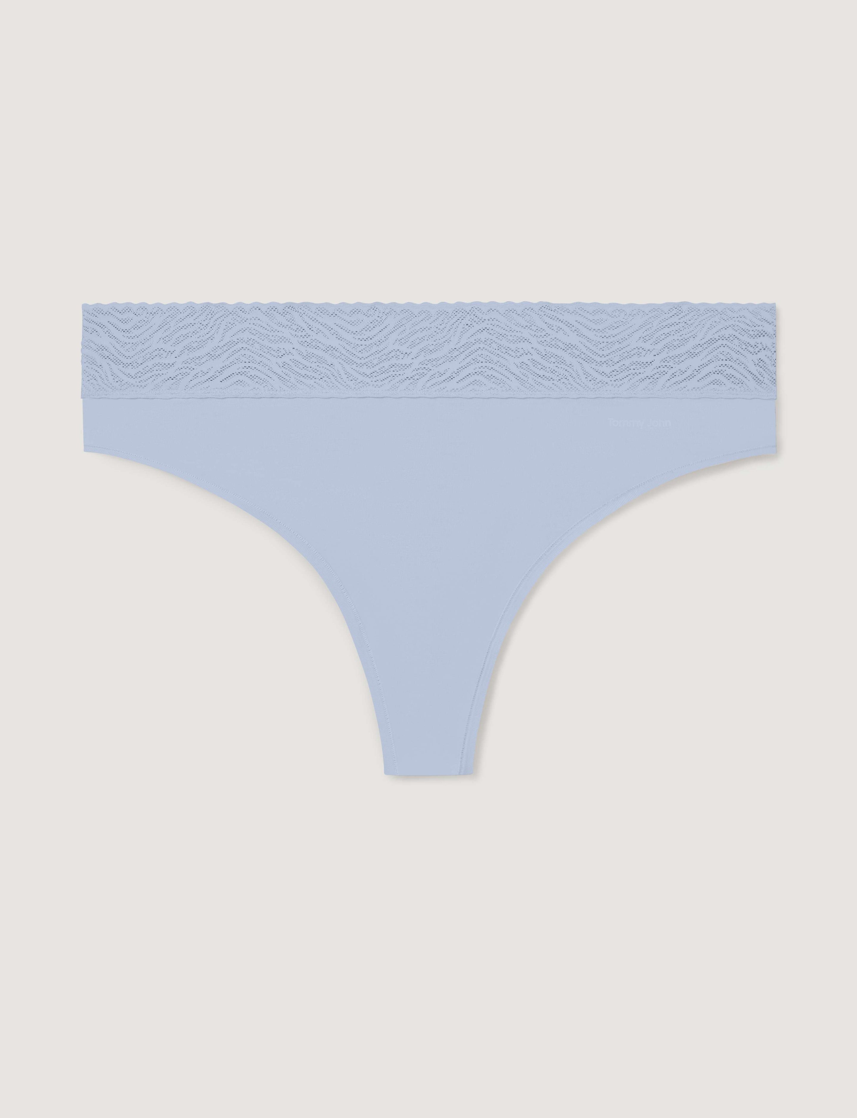 Women's Cool Cotton Thong, Lace Waist