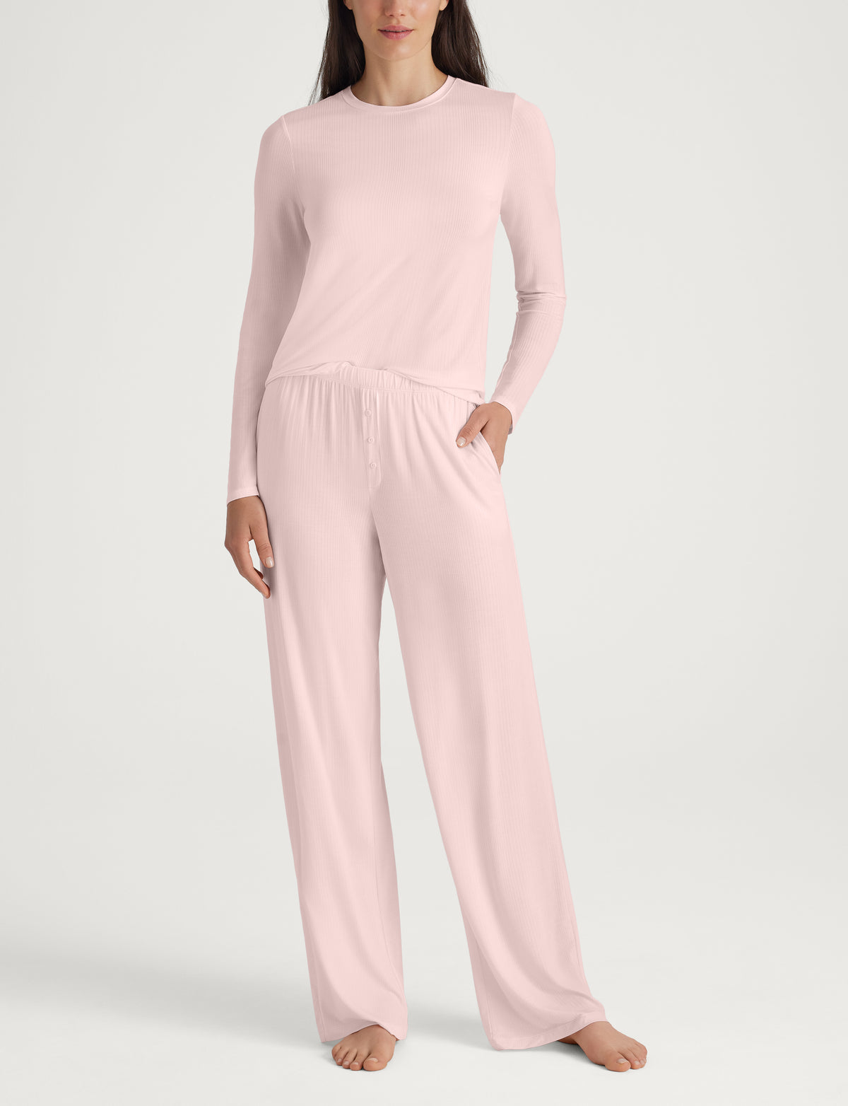 Women's Second Skin Luxe Rib Long Sleeve Crew Neck & Pant Set