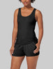 Women's Lounge Tank::Black::BR::Model is wearing Scoop Neck