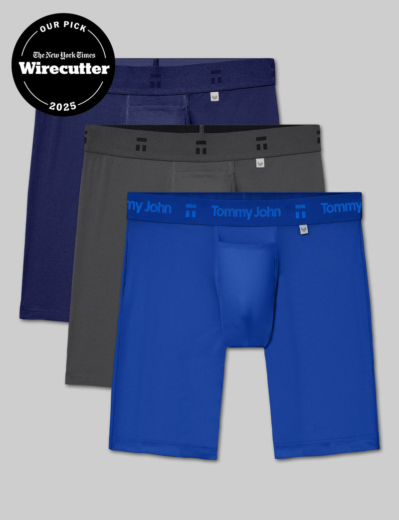 Air Boxer Brief 8" (3-Pack)::Baritone Blue/Gray Pinstripe/Mazarine Blue
