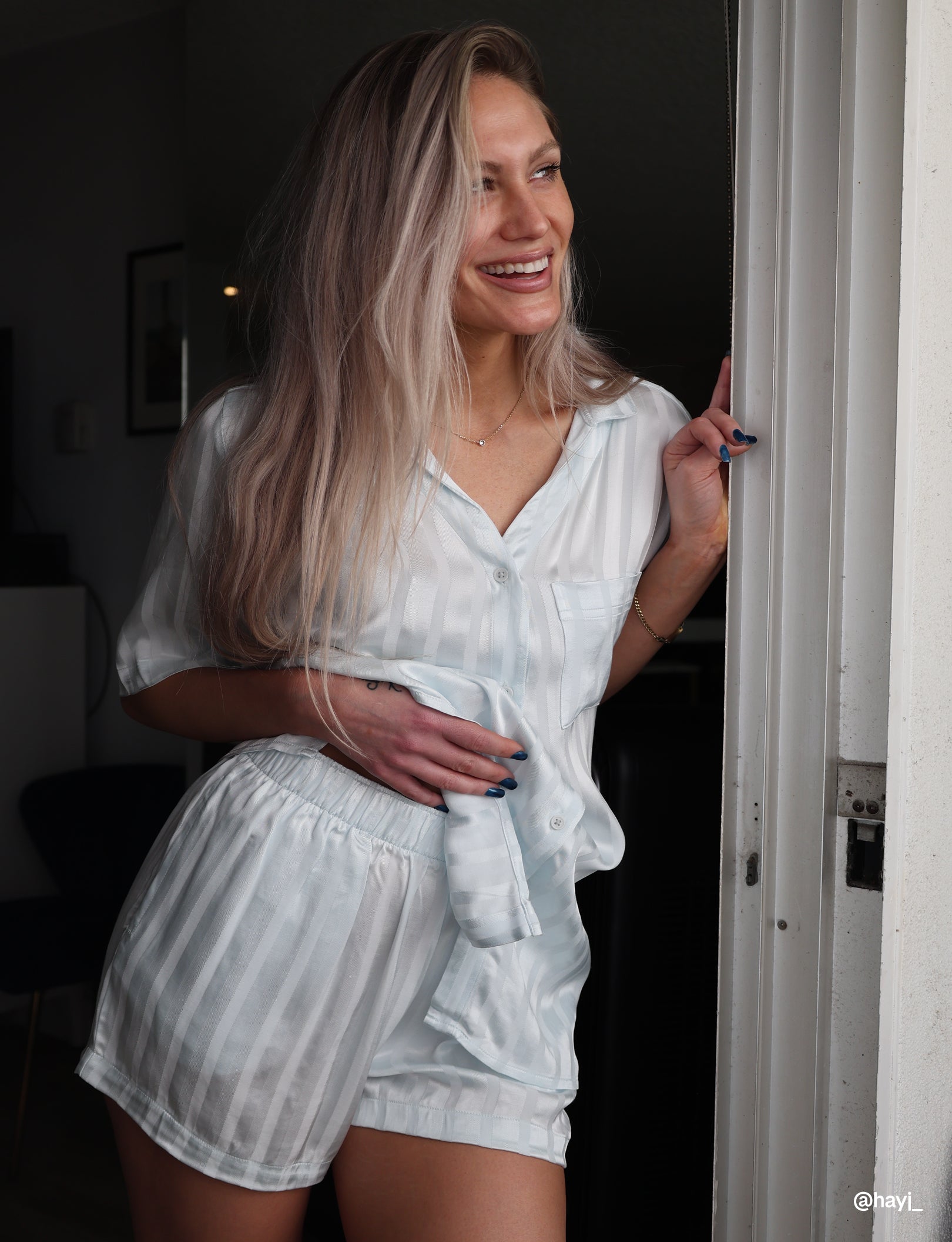 Women's Satin Jacquard Pajama Top & Short Set