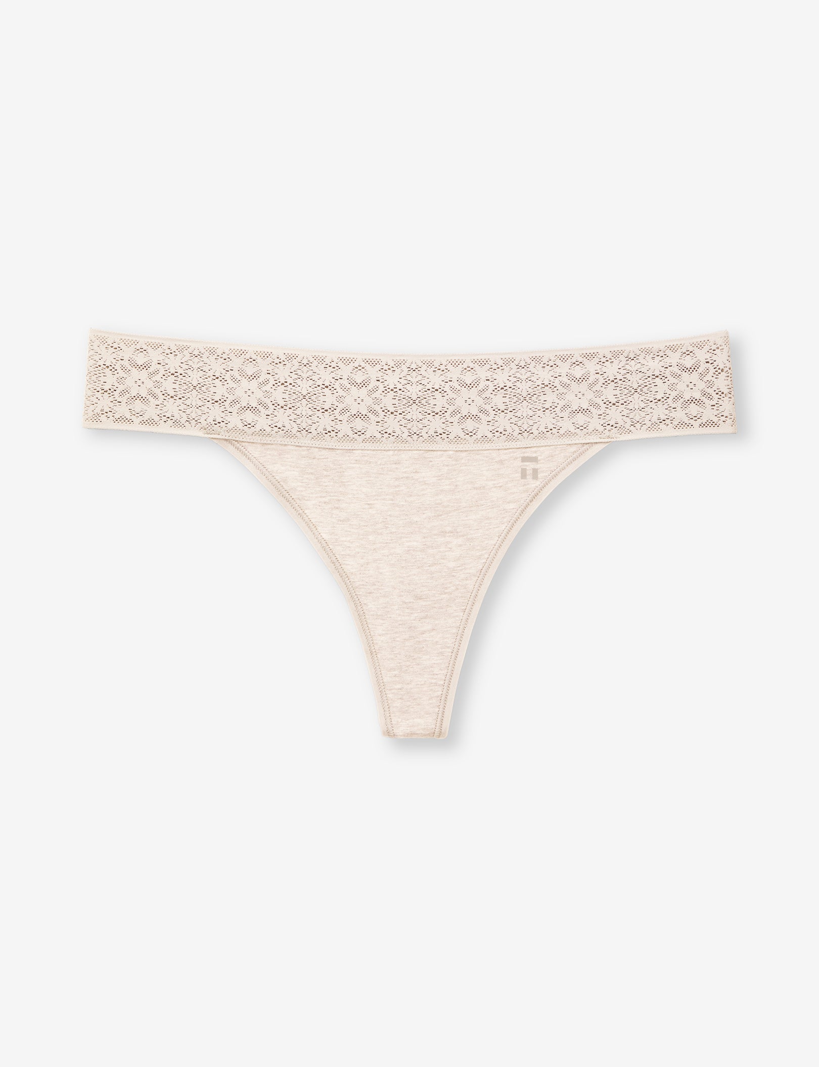 Women's Cool Cotton Thong, Lace Waist