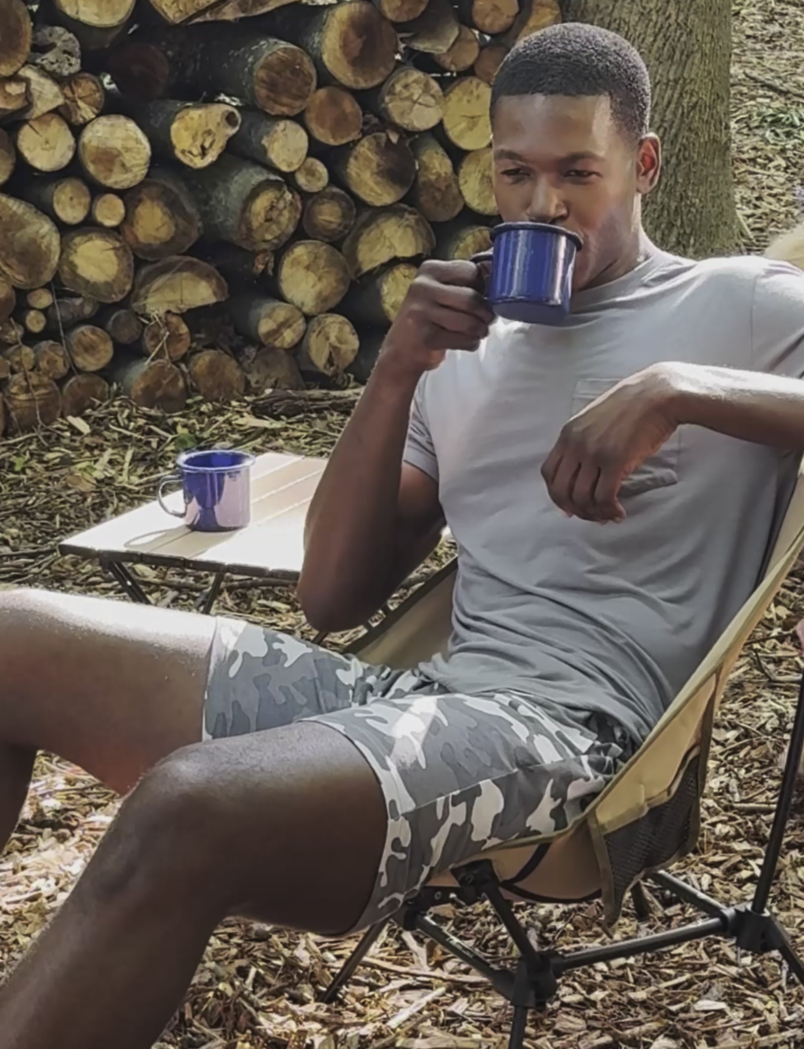 Second Skin Sleep Pocket Tee & Short Set::Quiet Shade/High Rise Camo