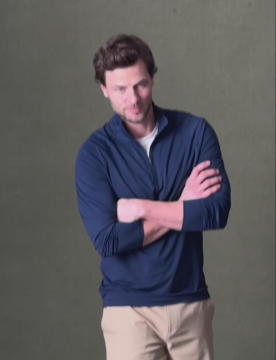 Active Mesh Quarter Zip::Dress Blues