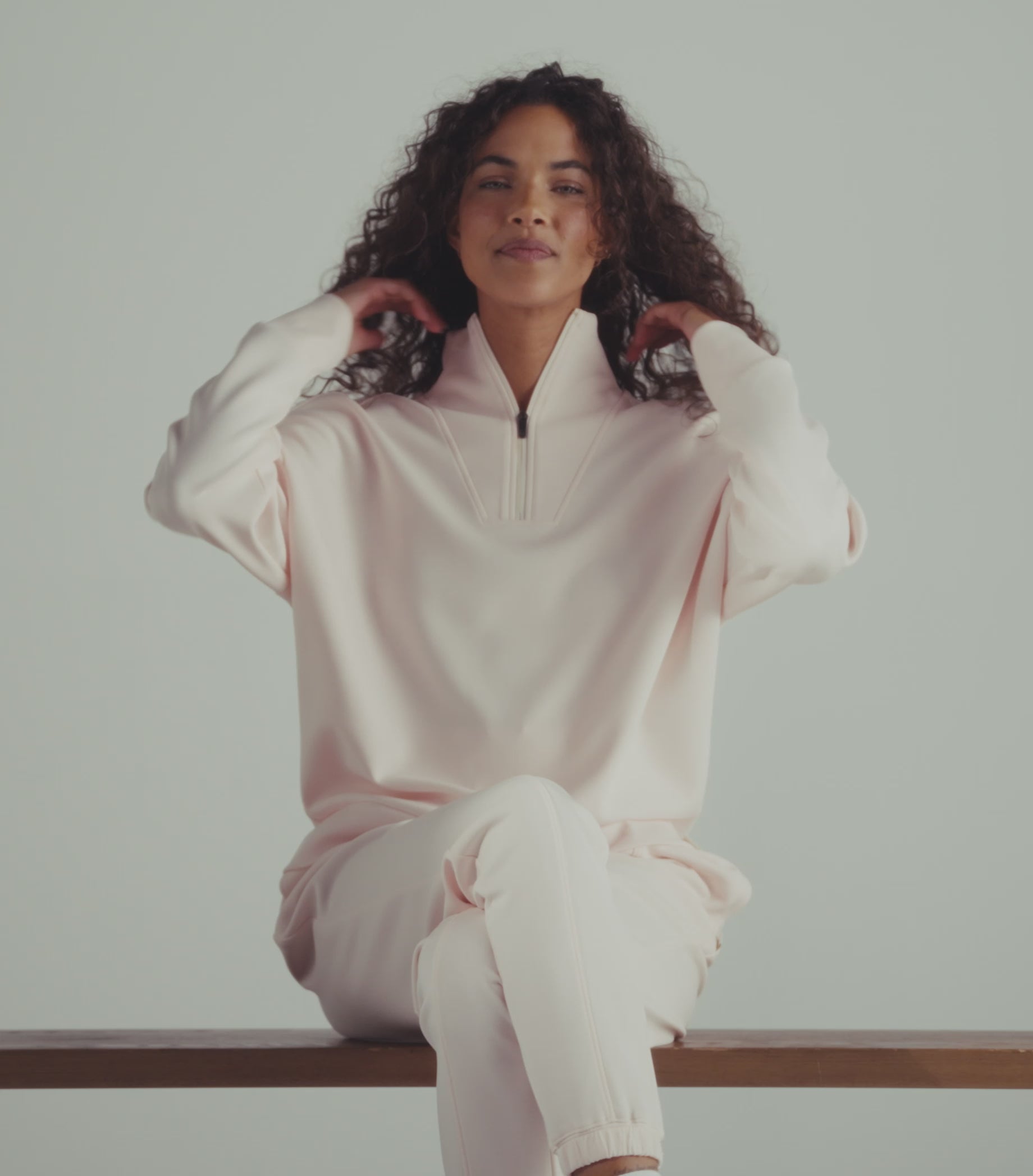 Women's Luxe Traveler Knit Quarter Zip & Jogger Set::Vintage Indigo