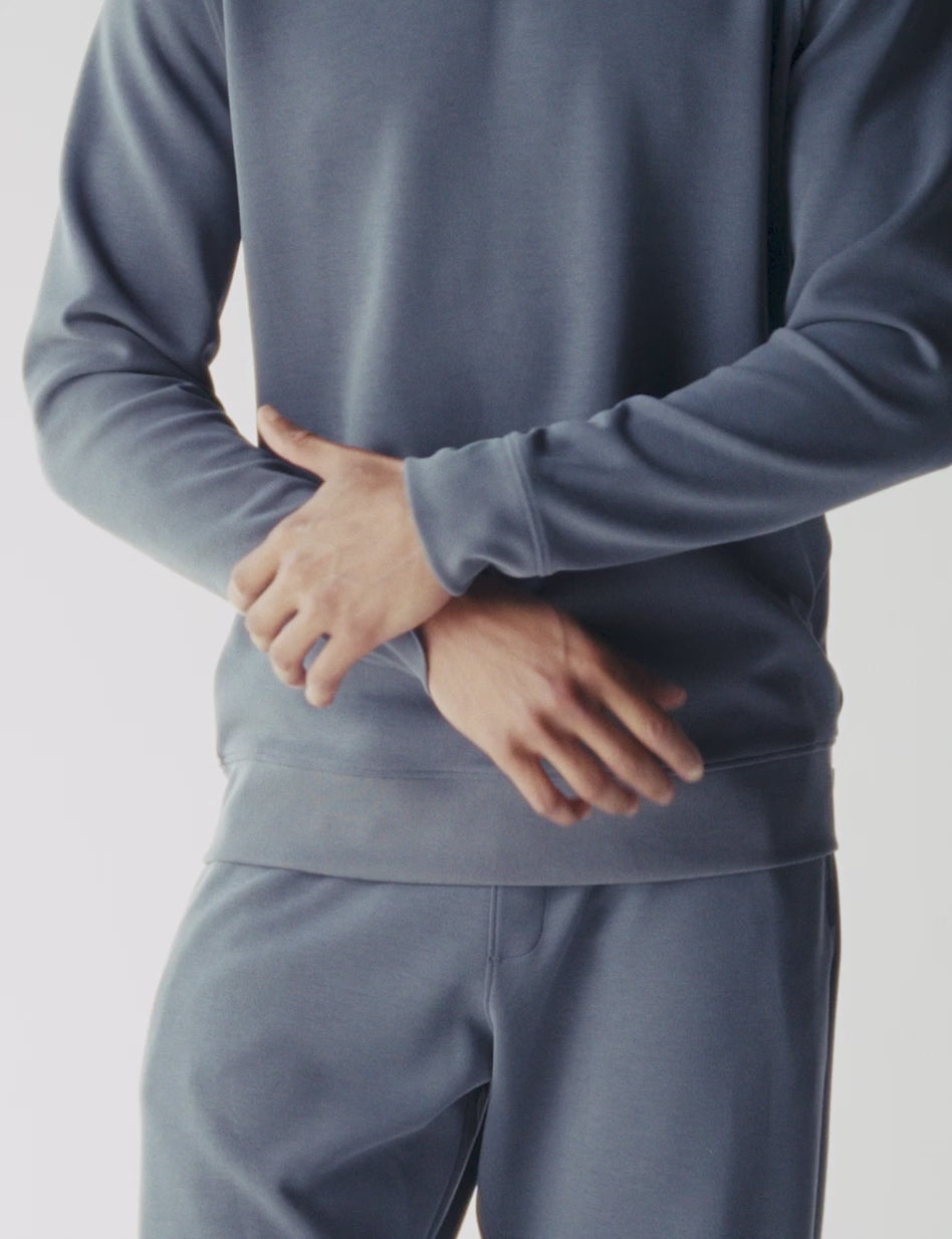 Luxe Traveler Knit Long Sleeve Crew & Jogger Set::Vintage Indigo
