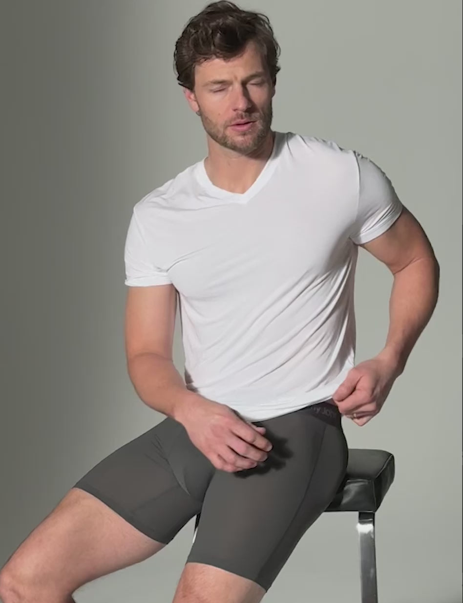 Second Skin High V-Neck Modern Fit Undershirt::White