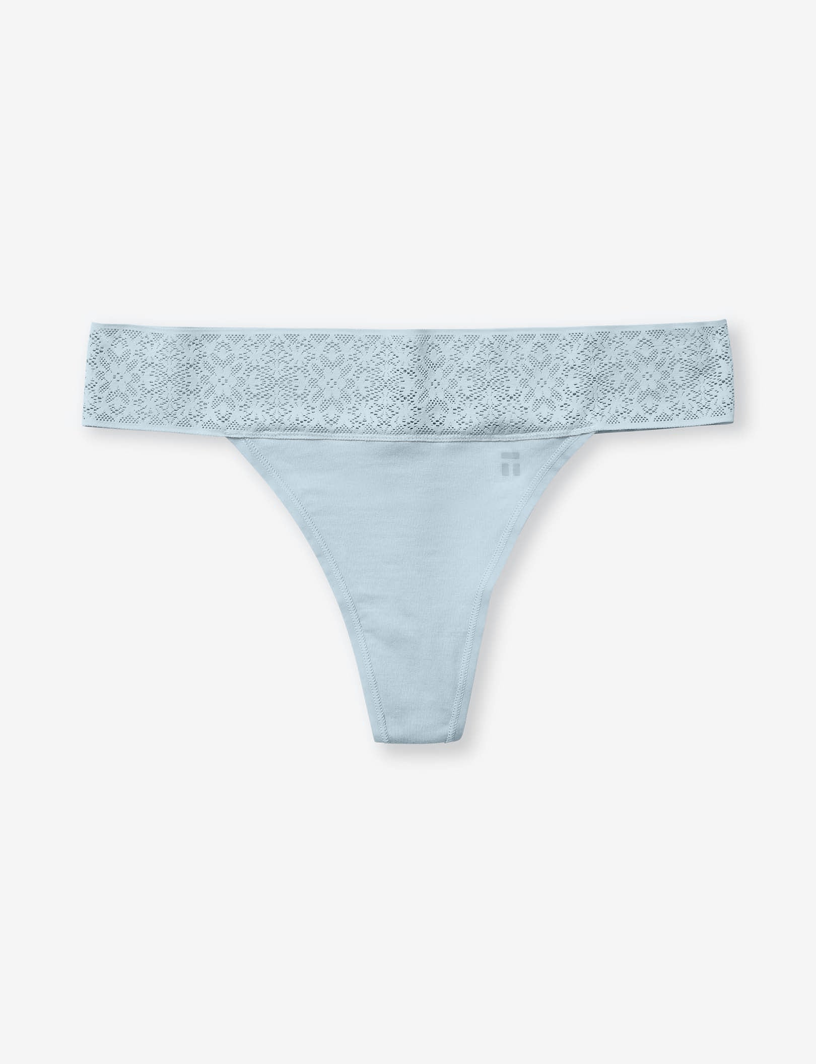 Women's Cool Cotton Thong, Lace Waist