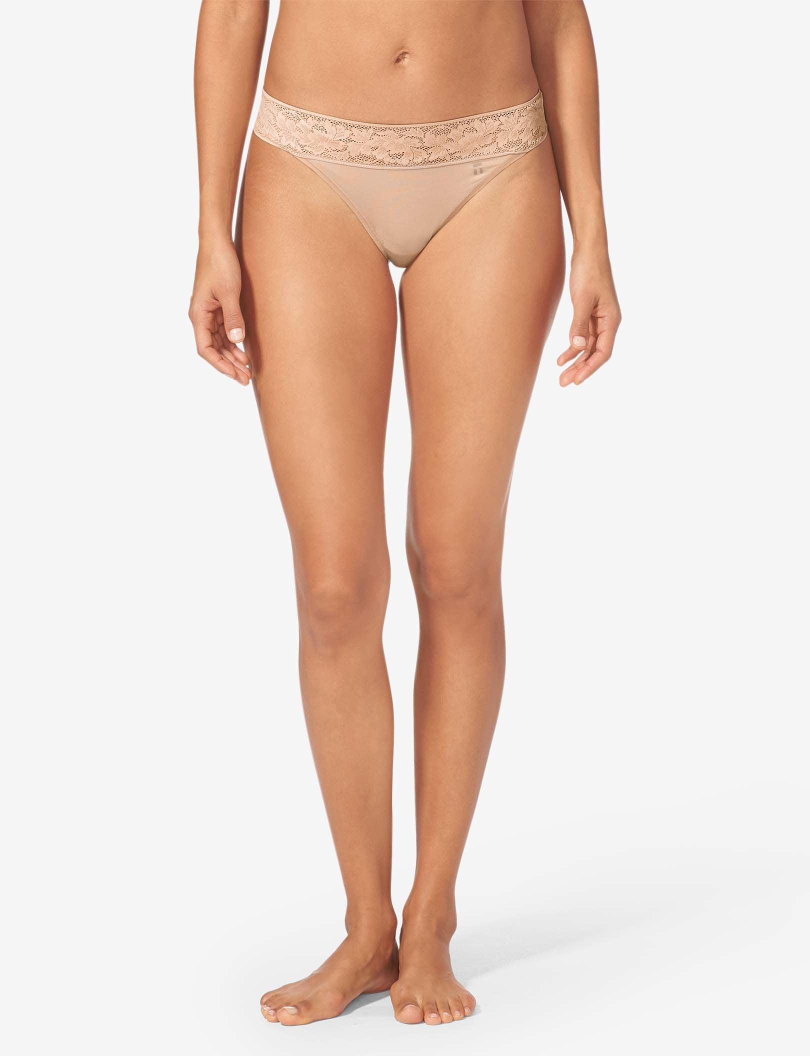 Women's Second Skin Thong, Lace Waist